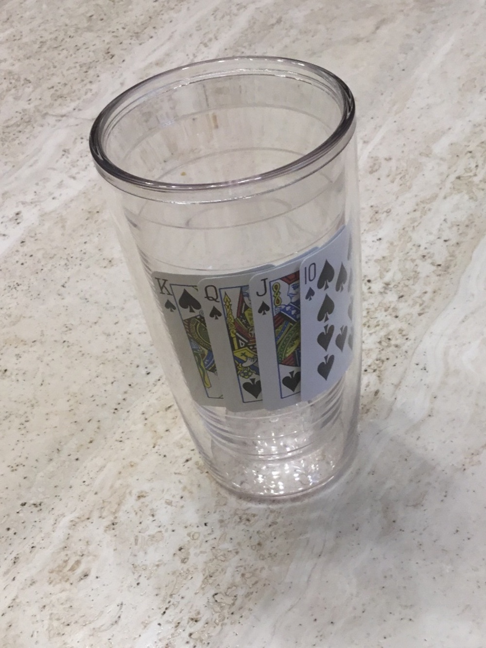 Clear Tervis Tumbler Drinking Glass with Card Themed Motif